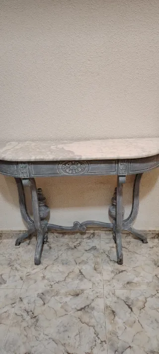 Mueble recibidor consola mármol y madera