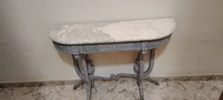 Mueble recibidor consola mármol y madera