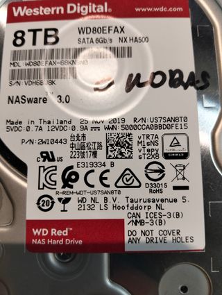 WD Red WD80EFAX 8TB NAS Disco Duro HDD SATA 6Gb/s 3.5" 256MB Cache