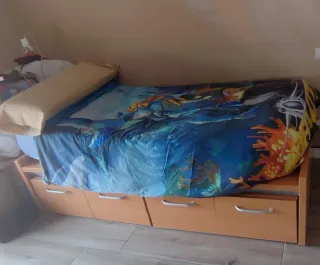 Habitación juvenil, cama doble y mesa estudio