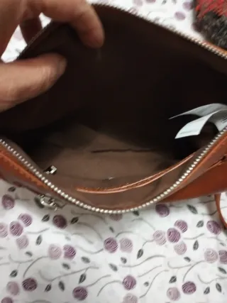 Bolso patchwork piel marrón y amarillo