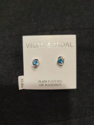 Pendientes Vidal & Vidal Plata 925 Circonita Azul