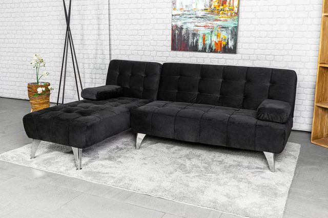 Sofá-cama chaise-longue terciopelo negro