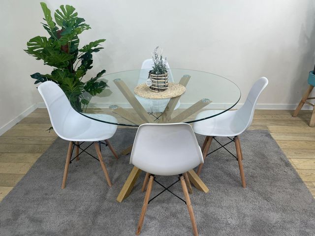 Mesa Redonda de Cristal Templado 120cm.