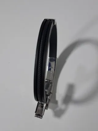 2 Pulseras Cuero y Acero Hombre