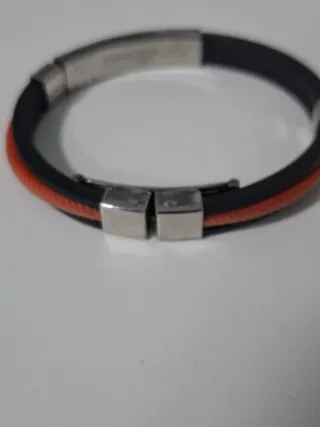 2 Pulseras Cuero y Acero Hombre