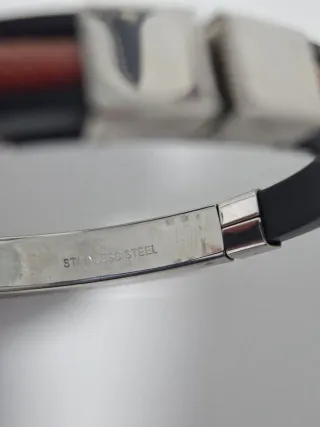 2 Pulseras Cuero y Acero Hombre