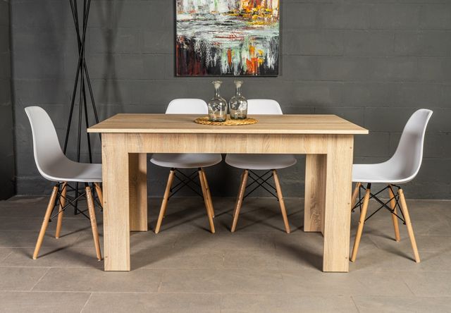 Set nórdico de mesa con 4 sillas blacas