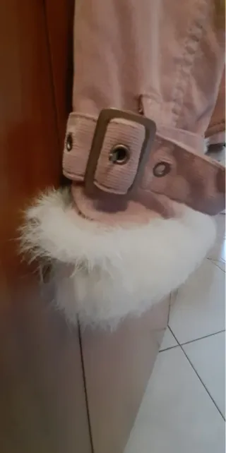 Giacca rosa con pelliccia di coniglio