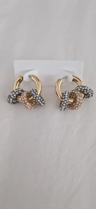 Pendientes aro oro y plata con eslabones