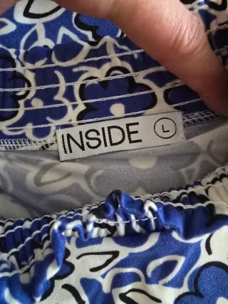 Vestido floral azul y blanco Talla L Inside