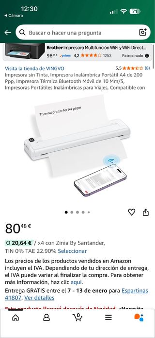 Impresora Térmica Portátil A4 Blanca Nueva