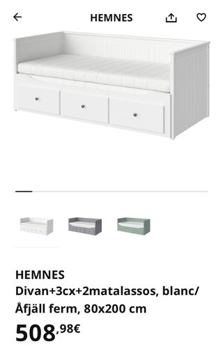 Cama diván nido Hemnes Ikea con colchones y fundas