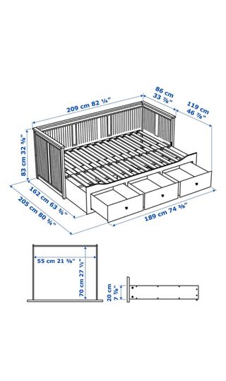 Cama diván nido Hemnes Ikea con colchones y fundas