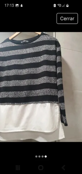 Jersey Mango rayas gris y negro.