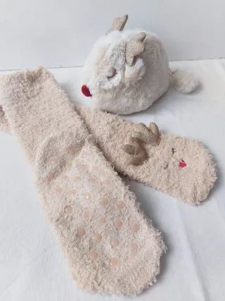Calcetines antideslizantes reno Navidad con bolsa