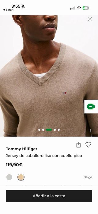 Jersey Tommy Hilfiger cuello pico beige