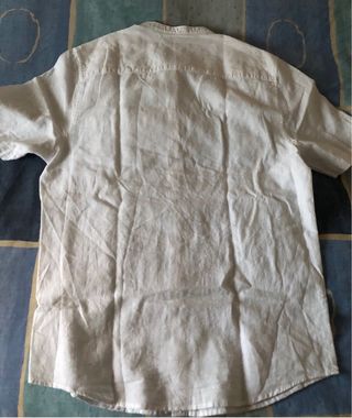 Camisa de lino Kiabi blanca manga corta