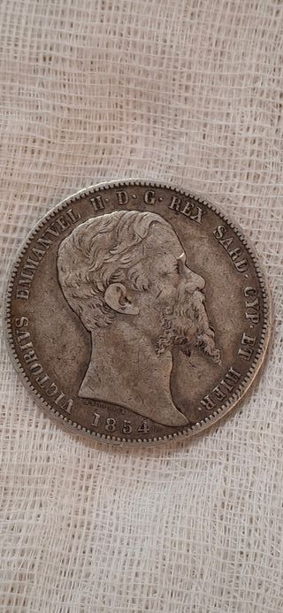 *RARE* Itália | 5 Lire Vittorio Emanuele II | 1854