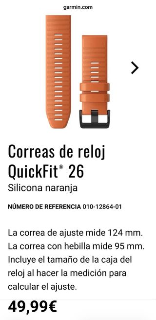 Correa Garmin Naranja Original