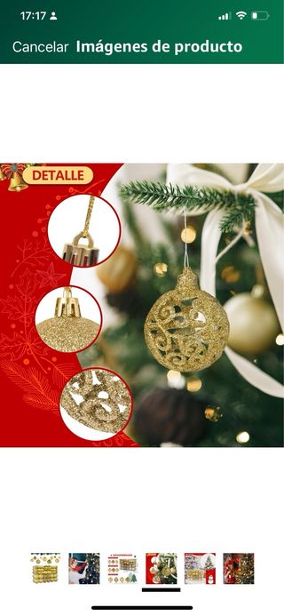 100 Bolas Navidad Doradas - 10 Diseños