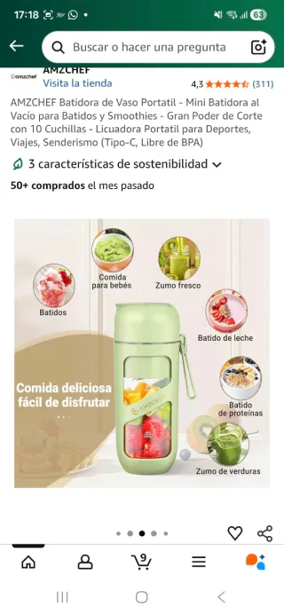 Batidora portátil para smoothies