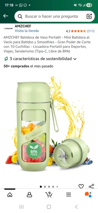 Batidora portátil para smoothies