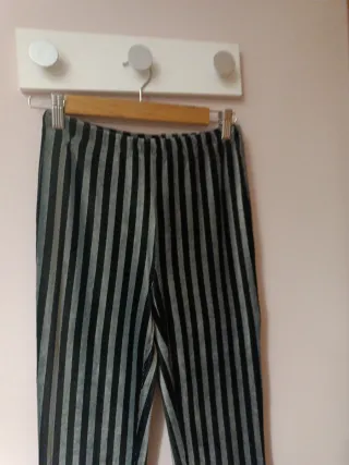 Pantalón terciopelo rayas negro y plata