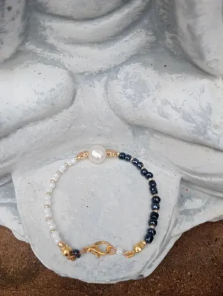 Pulsera Pareja/Amistad Yin-Yang, perlas barrocas