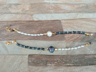 Pulsera Pareja/Amistad Yin-Yang, perlas barrocas