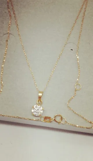 Collar Diamante Natural y Oro 18k