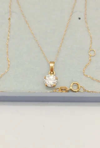 Collar Diamante Natural y Oro 18k