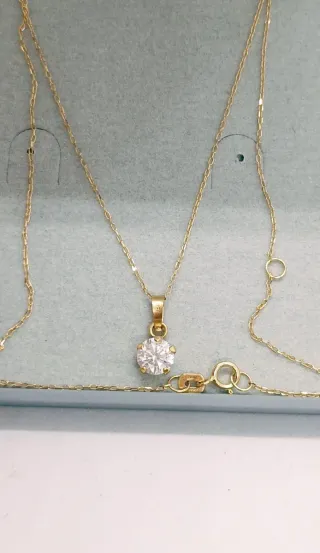 Collar Diamante Natural y Oro 18k