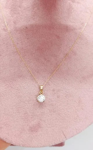 Collar Diamante Natural y Oro 18k