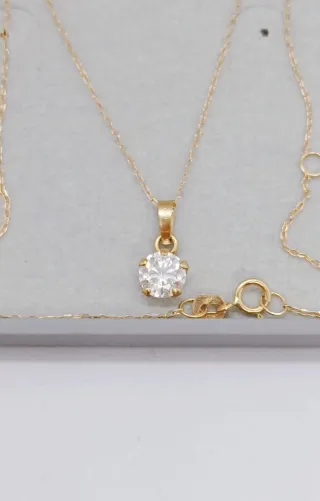 Collar Diamante Natural y Oro 18k