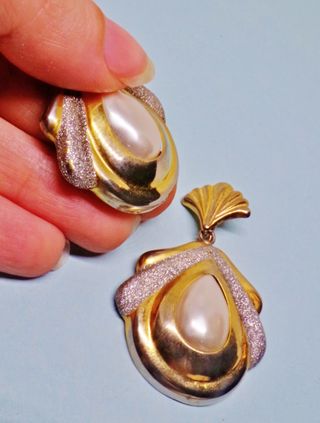 ARGENTO 925 placcato oro orecchini vintage anni 80