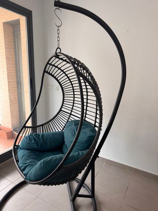 Hamaca Colgante Balancín Negro/Verde Azulado