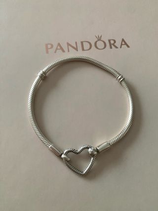 Pulsera Pandora Corazón Cierre Mosquetón Plata
