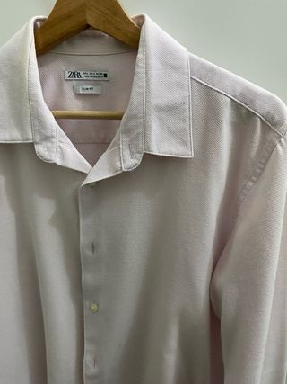 Camisa Zara Slim Fit Rosa Talla L