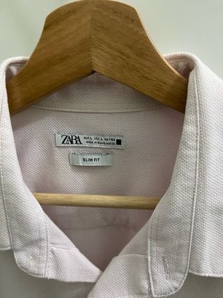 Camisa Zara Slim Fit Rosa Talla L