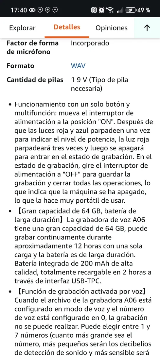 Mini grabadora voz espía USB recargable