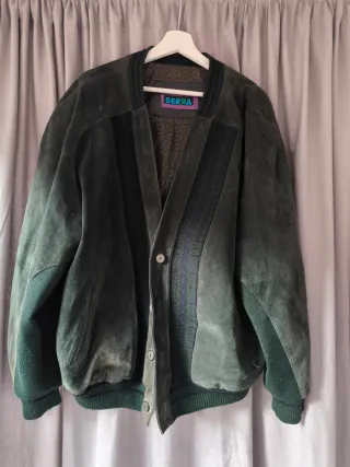 Chaqueta SERRA ante verde hombre Talla M