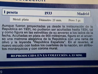Moneda Una Peseta España 1933