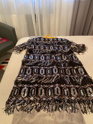 Vestido fiesta lentejuelas flecos