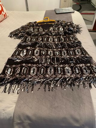 Vestido fiesta lentejuelas flecos