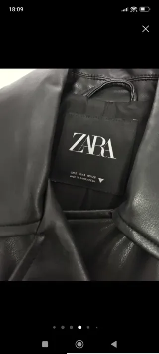 Cazadora Biker Crop Efecto Piel Zara