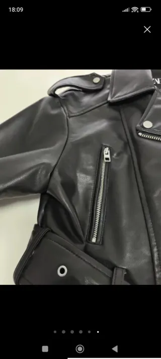 Cazadora Biker Crop Efecto Piel Zara