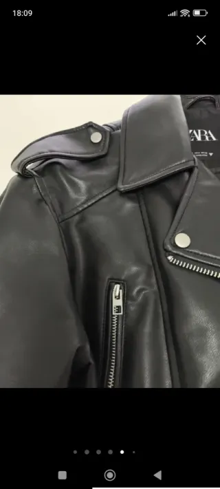 Cazadora Biker Crop Efecto Piel Zara