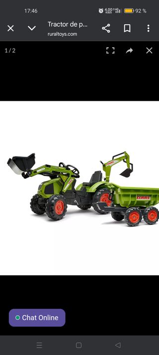 Tractor de juguete con pala y retro