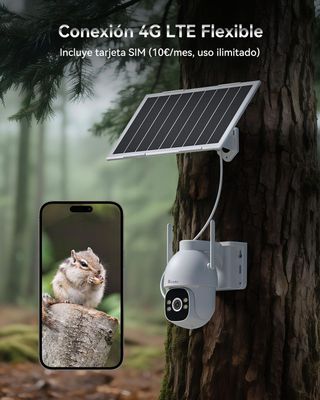CTRONICS CAMARA SOLAR 4G 2K AOV GRABACION 24/7